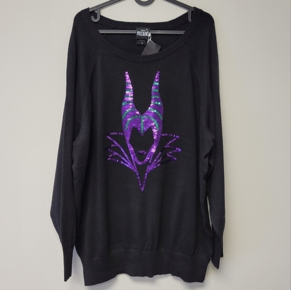 Torrid Disney Maleficent Sequin Sweater Black 2X - Picture 3 of 8
